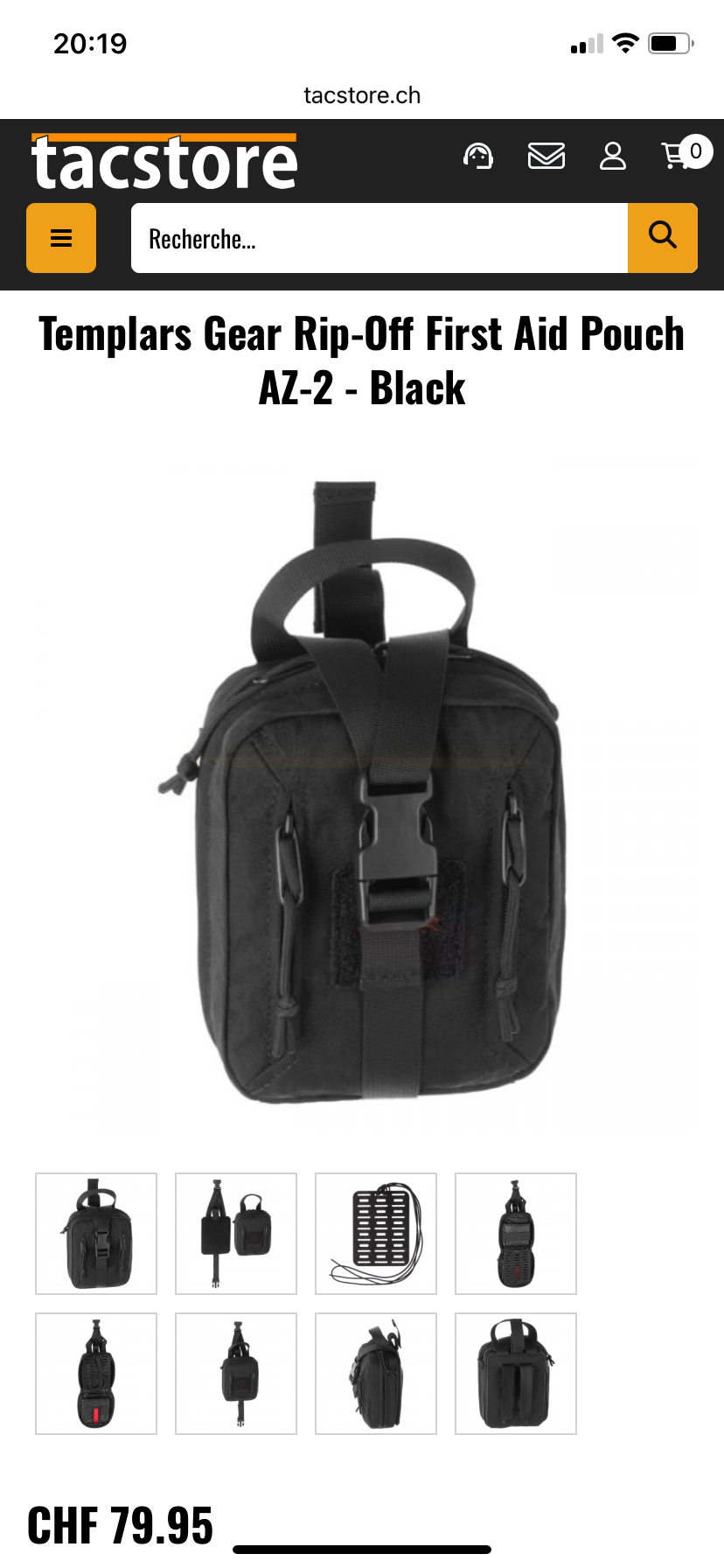 Trousse premier secours tactique (vide) Templars Gear Rip-Off First Aid Pouch AZ-2 - Black