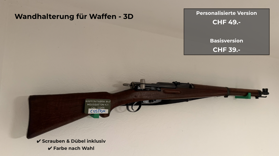🧱 3D-gedruckte Wandhalterung – Langwaffen