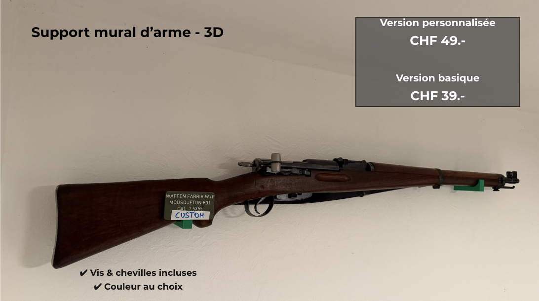 🧱 Support mural imprimé en 3D pour armes longues